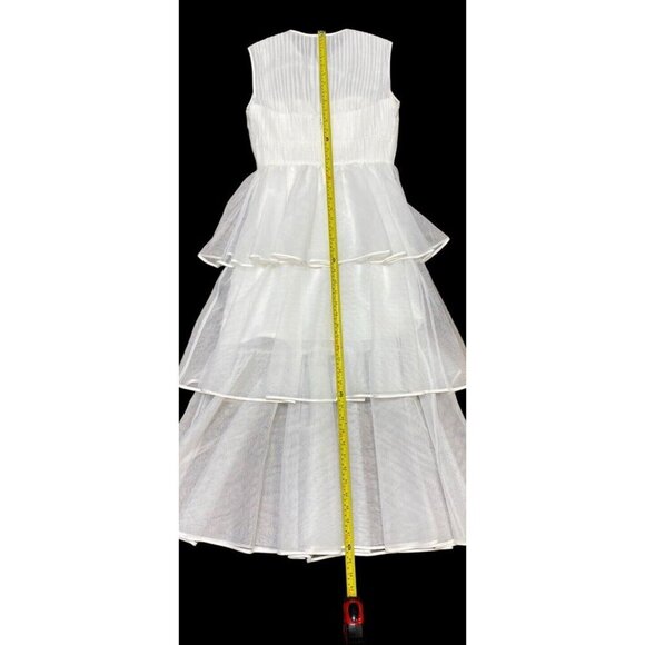 Jonathan Simkhai Sz 0 Dress Tulle Midi Tiered bridal White Designer Luxury - Picture 10 of 11